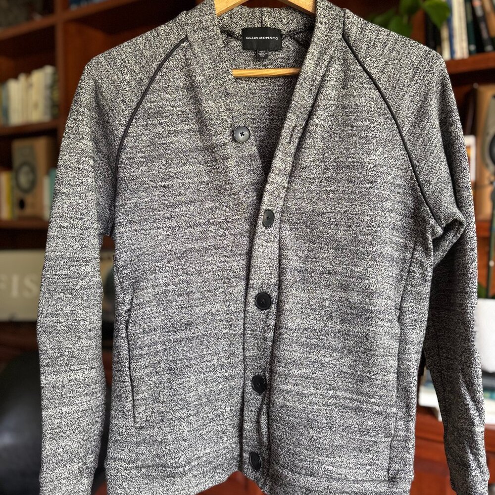 Club Monaco Button-Up Knit Cardigan – Heather Gray (Size Small)